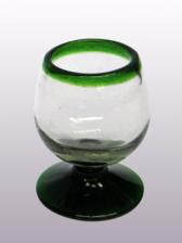  / Emerald Green Rim 4 oz Small Cognac Glasses (set of 6)
